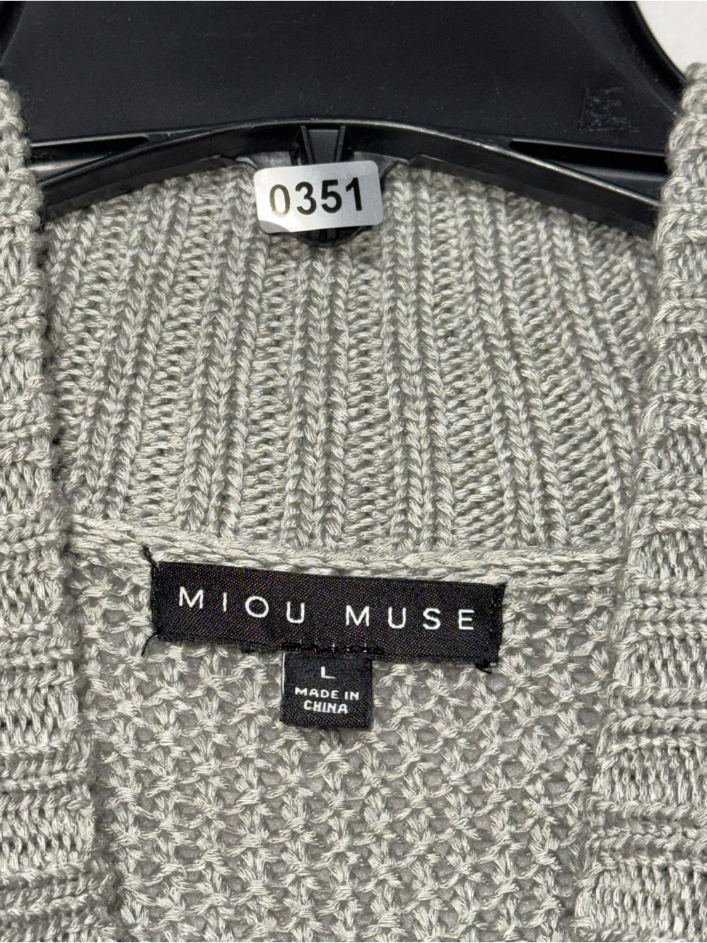 Miou Muse Cold Shoulder Silk-Knit Mock Neck Sweater Grey Women Sz L - Picture 4 of 11